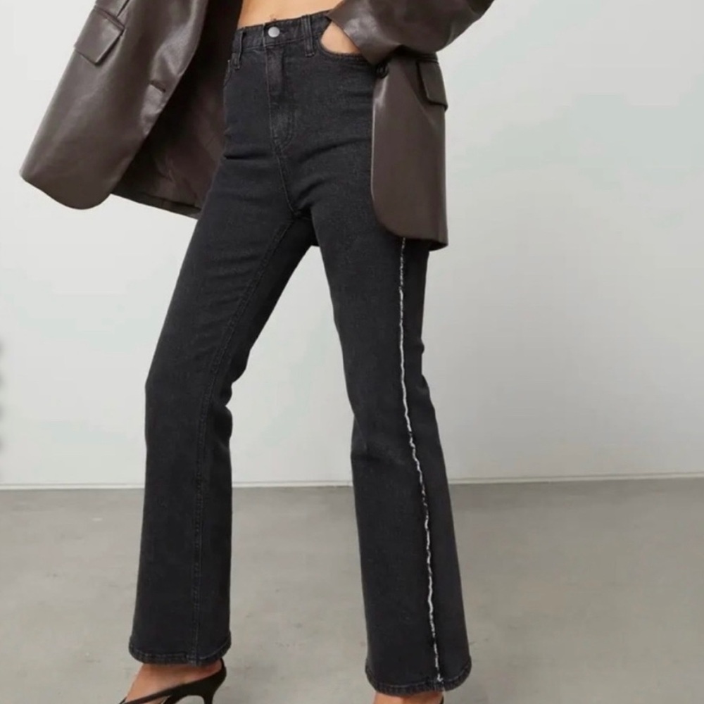 OAK + FORT Black and White Boot Cut Jeans